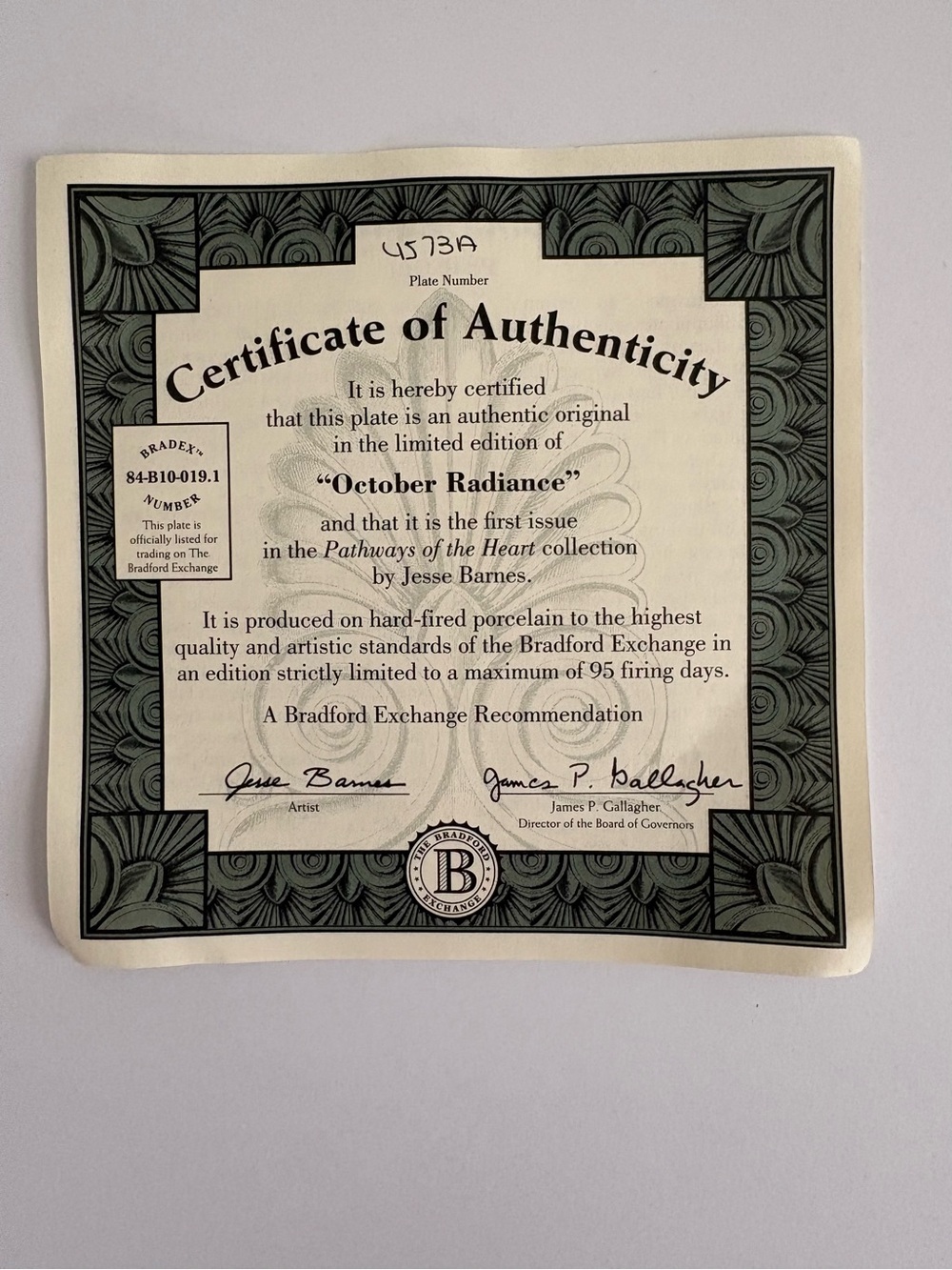 Vintage 1993 Bradford Exchange “October Radiance” Collector Plate #1 in Series - Picture 4 of 13